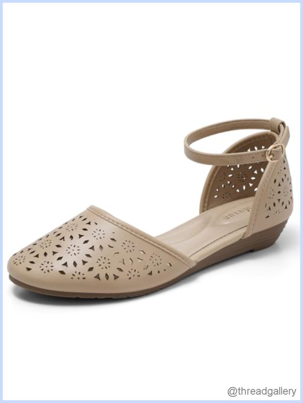 MaxMuxun Women's Roman Ankle Strap Low Wedge Heel Closed Toe Flat Sandals